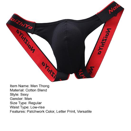 Men Thong Mid-rise U-Convex Breathable Moisture-Wicking Elastic Waist Briefs Moisture-wicking Underwear Daily Wear