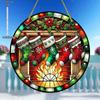 Charming Snowman Suncatcher Round Acrylic Stained Glass-Style Window Hanging Panel Window Decoration Wreath Sign Garden Pendants