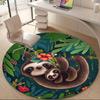 1pcSloth Jungle Office Round Area Rug, Indoor Mat Suitable ForOffice, Under Office Chairs Bedroom Living Room Home Decor, Room Deco 010