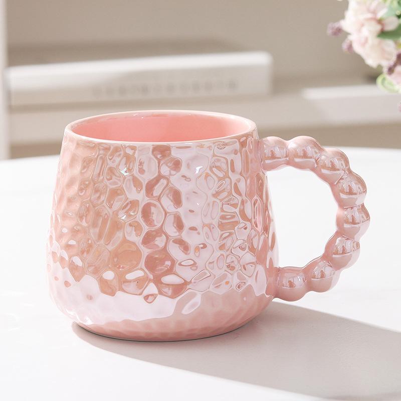Ins Style Light Luxury Cup High Value Ceramic Mug Women with Lid Spoon Office Coffee Cup Couple Milk Cup