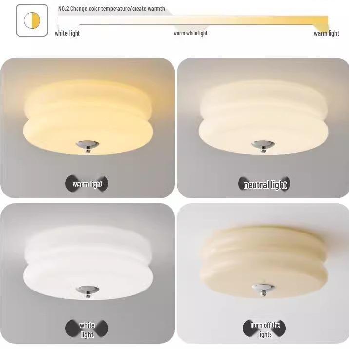 Vintage Bauhaus French Cream Glass Ceiling Lamp for Bedroom or Balcony