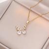 Butterfly Necklace with Color-Retaining Zircon - Fashionable, Versatile Women's Jewelry Accessory.