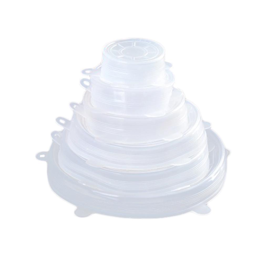 6pcs/set Kitchen Silicone Stretch Lids Reusable Airtight Food Storage Covers Various Sizes Seal Bowl Stretchy Cover
