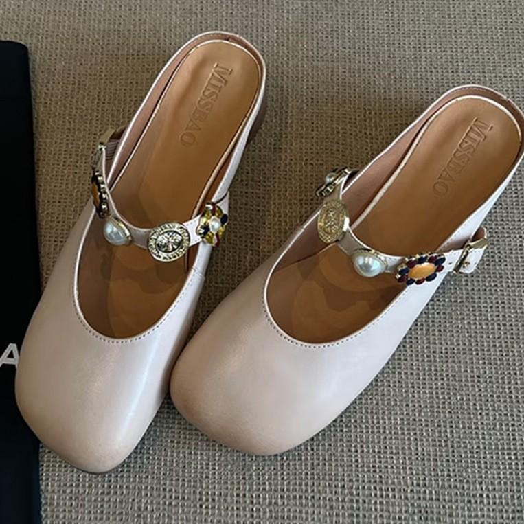 Baotou half slippers women's 2025 summer wear cool feeling with skirt cool slippers one pedal lazy muller shoes