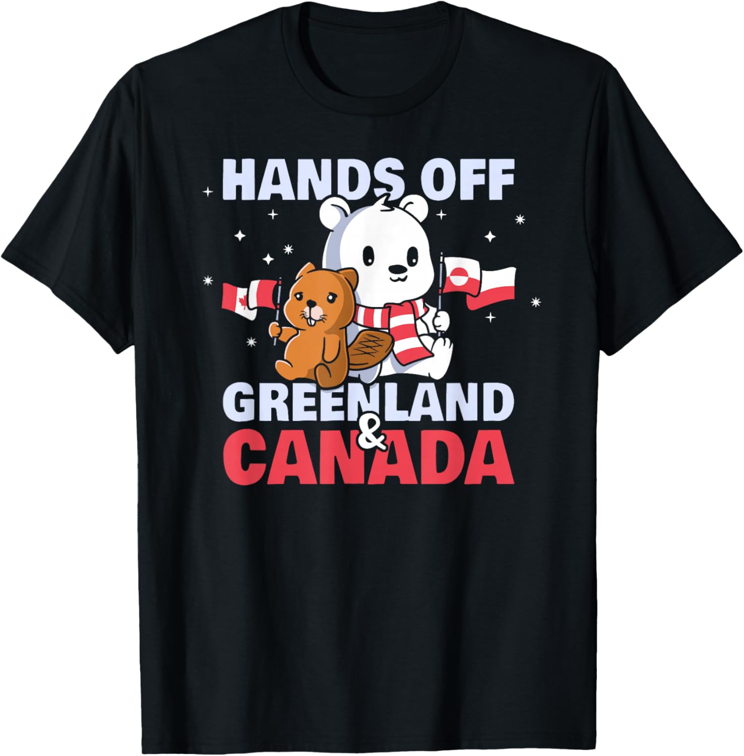 Hands Off Greenland and Canada Beaver and Bear T-Shirt S разноцветный