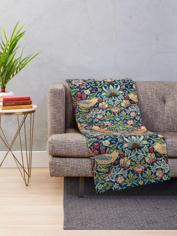 The Strawberry Thief William Morris Pattern Throw Blanket Size: 75*100cm, Weight: 230 GSM