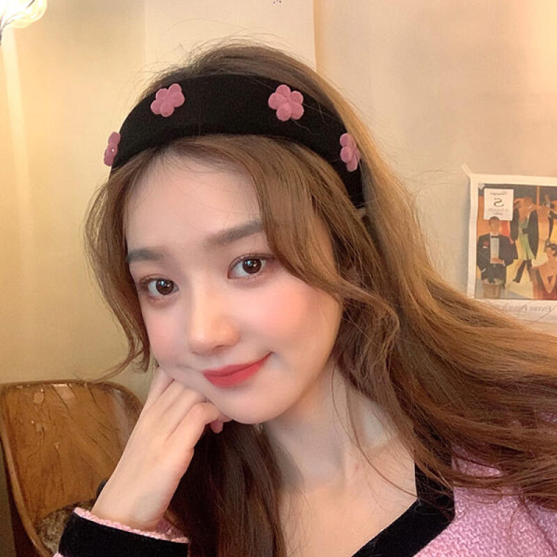 Night Ribbon Flower Women s Velvet Hairband Headband Red