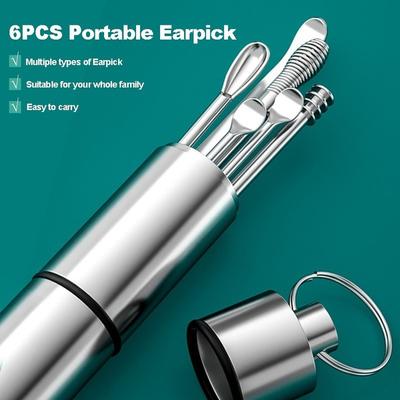 6 Pz/set Raccoglitori di Cerume per L'orecchio Pulizia In Acciaio Inox Earpick Rimozione della Cera Curette Ear Pick Cleaner Ear Cleaner Cucchiaio Cura Dell'orecchio