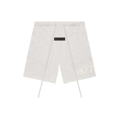Essentials 1977 Series SS22 Flocked Logo Drawstring Athletic Casual Shorts Men Shorts Light-Oatmeal FOG-SS22-094