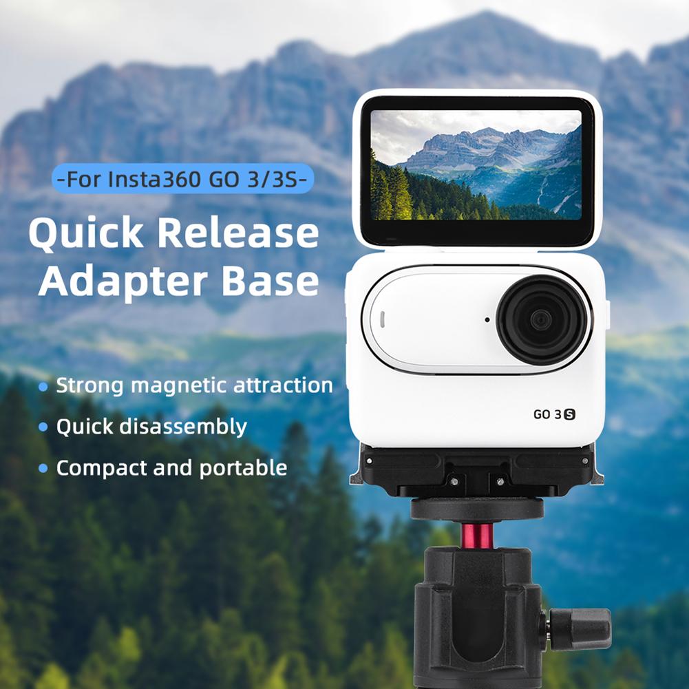 Magnetic Quick Release Adapter with 1/4 Threaded Port Magnetic Quick Release Bracket for Insta360 Go 3/3S Action Camera