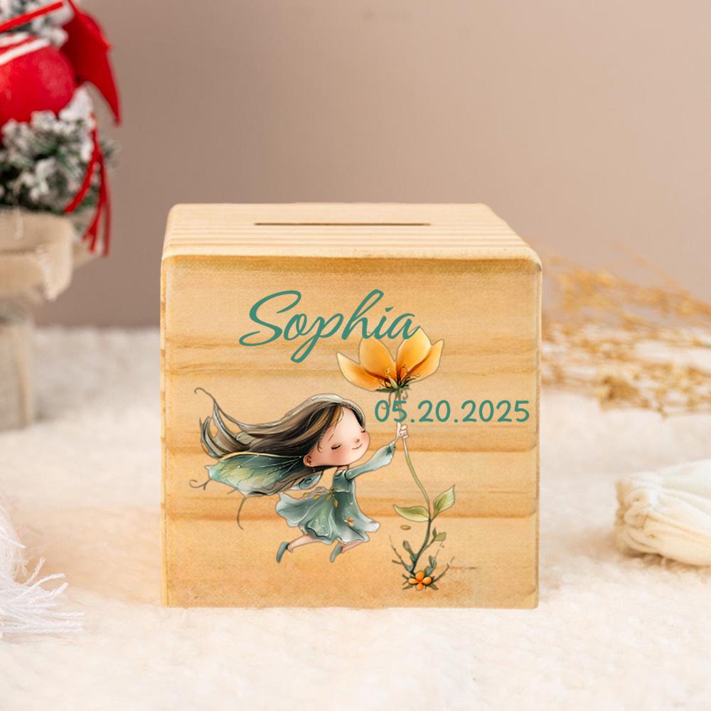 Personalized Piggy Bank ,Wooden Money Box,Name Savings Bank,Cash Box ,Custom Coin Bank,Christmas Gift