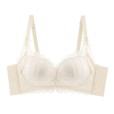 Coquette Lace Petal Soft Support Wireless Bra, Push Up Anti-Sag Side Gathering Small Bust Women Bra