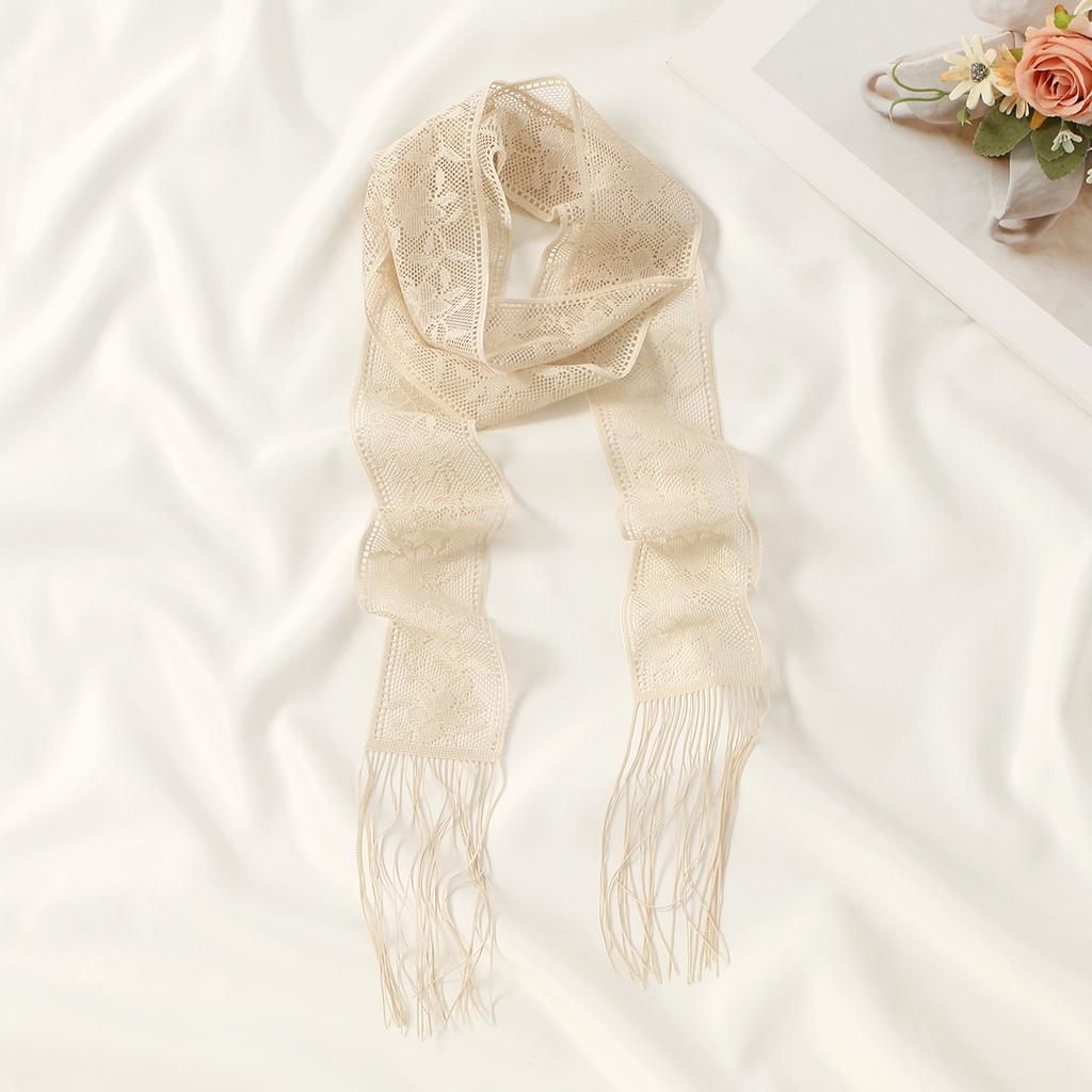Lace Floral Tassel Neck Scarves Embroidered Skinny Neckerchief Multifunctional Headscarf Sweet Headbands Colorful Hair Scarf