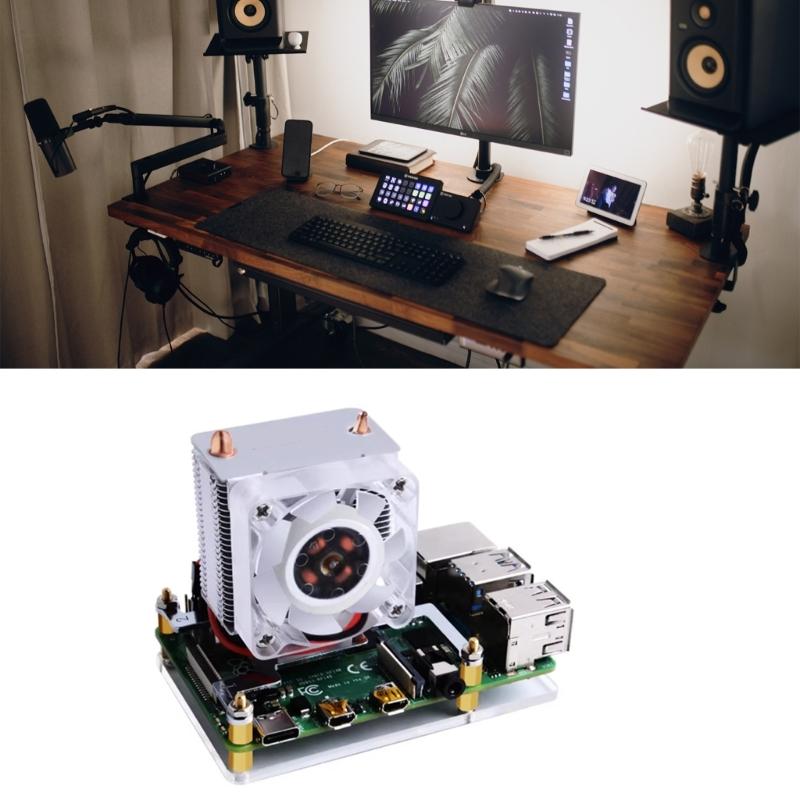 ICE Tower CPU Cooling Fan Super heat issipation 7 Colours Light Bracket for  4B / 3B / 3B+