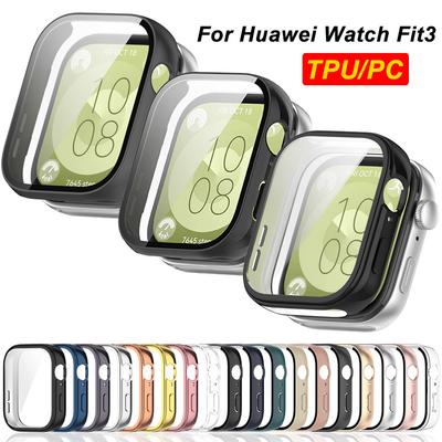 TPU / Sticlă PC + Carcasă Pentru Huawei Watch Fit 3 Protector de Ecran Complet Bumper Dur Pentru Huawei Watch Fit3 Carcasă