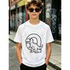 Boys Crewneck Short Sleeve T-Shirt, Cute Q Version Spotted T-Rex with Arch Hollow Circle Letter Q Print