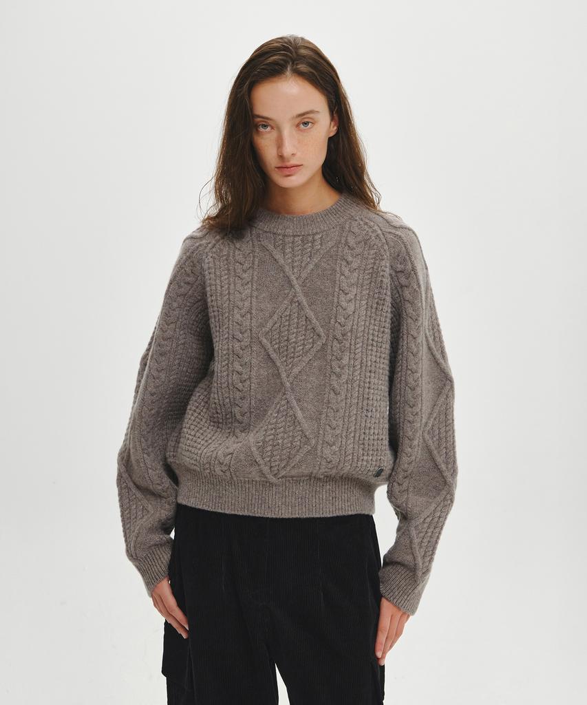 HELEMENT Women'S Cable Knit (Brown)