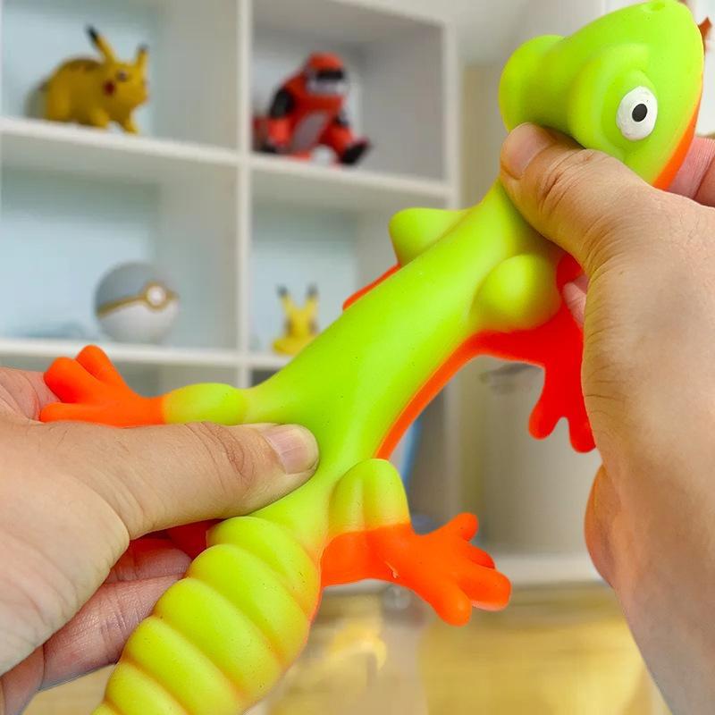 1Pcs Simulation Lizard Colorful Cartoon TPR Stretchy Lizard Toy Soft Stress Relief Squeeze Fidget Toy