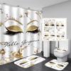 Girly Rose Gold Eyelash Makeup Shower Curtain Bath Curtain Set Spark Rose Drip Bathroom Curtain Eye Lash Beauty Salon Home Decor