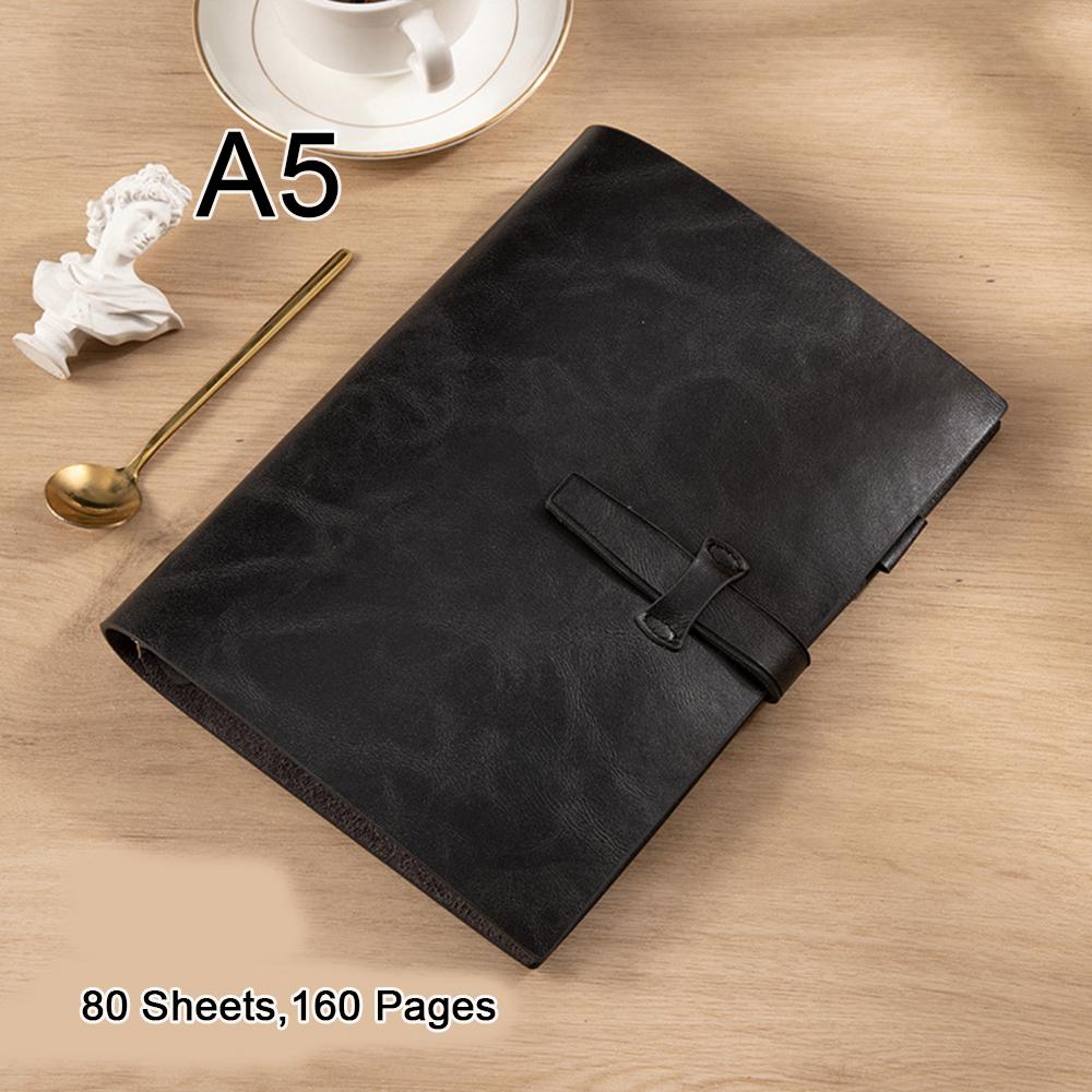 (Logo kann eingraviert werden) A5/A6 Studenten-Notizbuch aus Leder mit losem Blatt, Notizblock, Protokoll von Geschäftstreffen, Tagebuch, Fachnotizbuch