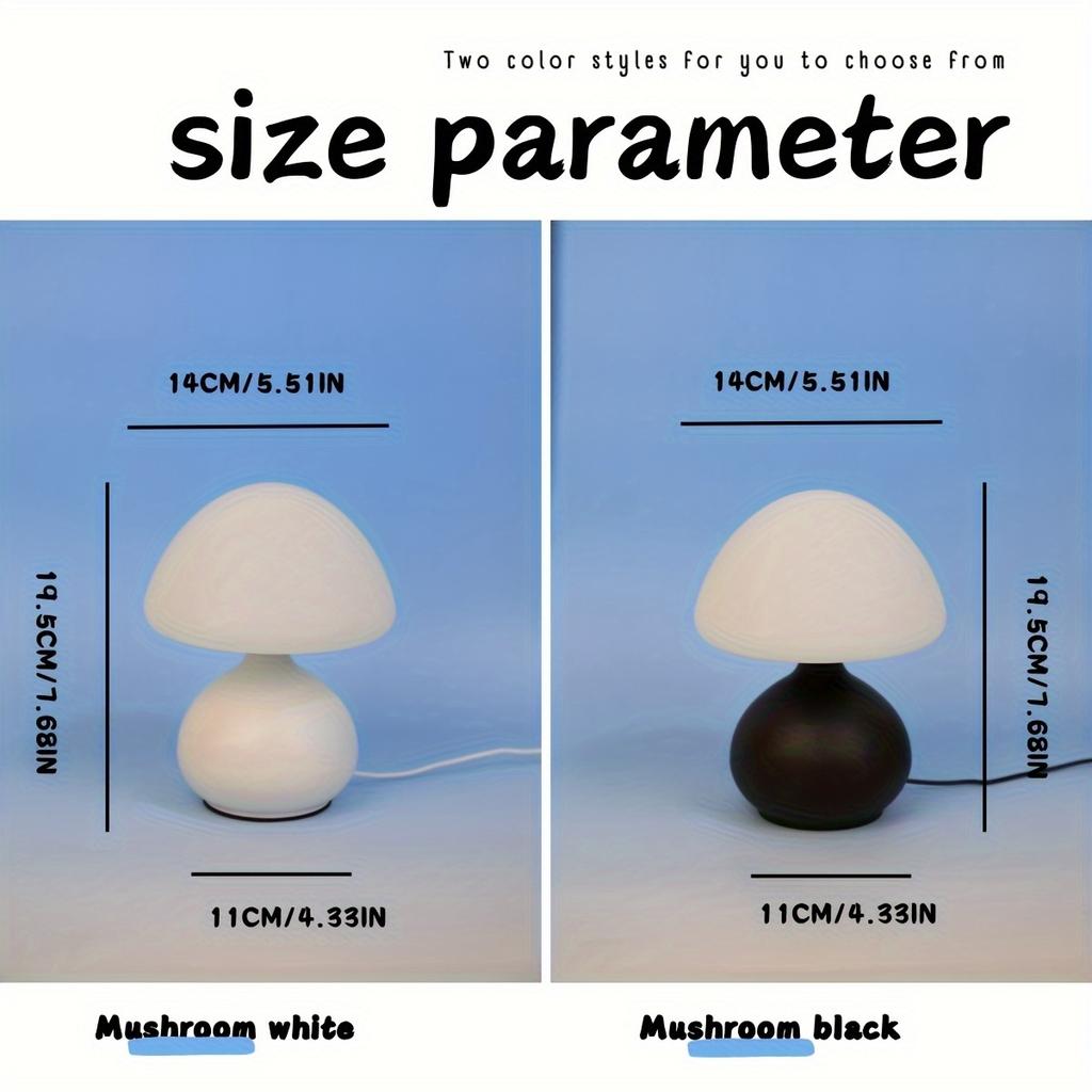 USB Nordic Creative Mushroom Desk Lamp with Three Color Modes for Hotel Bedroom Decorative Desktop