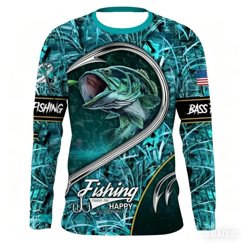 Bass Fishing Graphic Long Sleeve Jersey Family Matching Outfits Quick Dry Breathable Outdoor Angling Sun Protection Sports Top