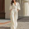 Spring 2026 Collection Women’s Casual Deep V-Neck Solid Color Loose Jumpsuit