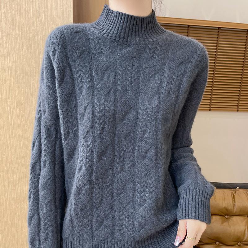 Women's Cashmere Sweater Qinghe Cashmere 30% Cashmere 70% Wool Autumn and Winter Pullover Warm and Fashionable