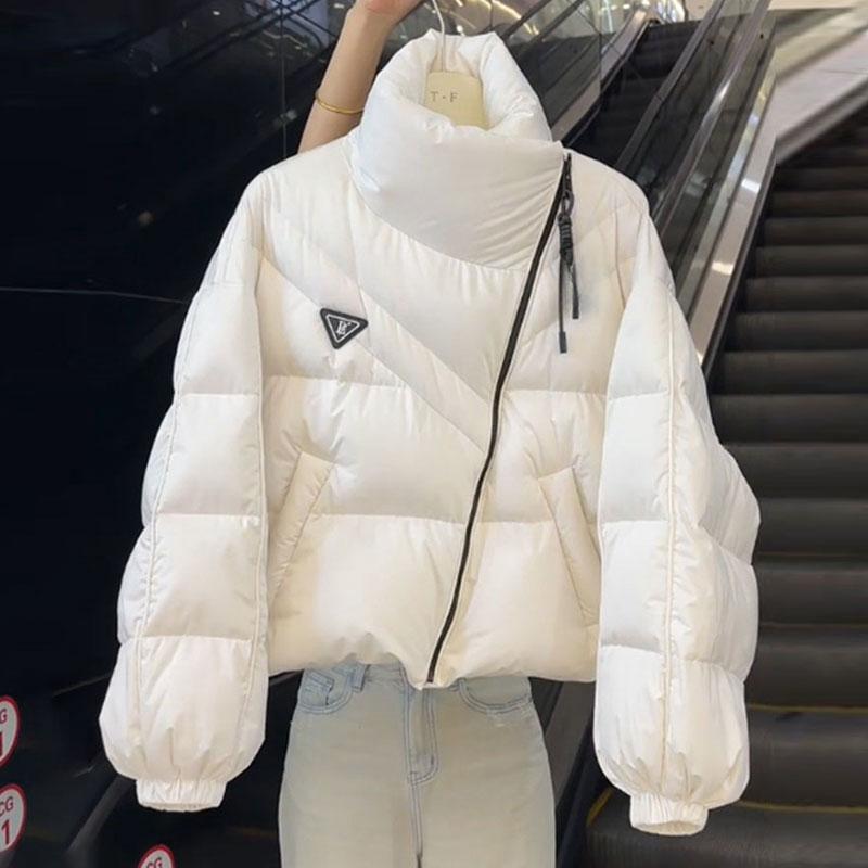 Winter Women's Coat Female Short Korean Style Design Loose Stand-Up Collar Long Sleeves Thick Warm Cotton-Padded Jacket Women