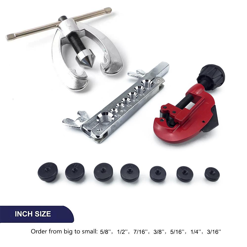 

Набор инструментов для двойной развальцовки дюймовый/метрический Трубогиб Инструмент для ремонта труб Механик Тормоз Сантехник Алюминий Медь Латунь Инструмент для развальцовки Набор