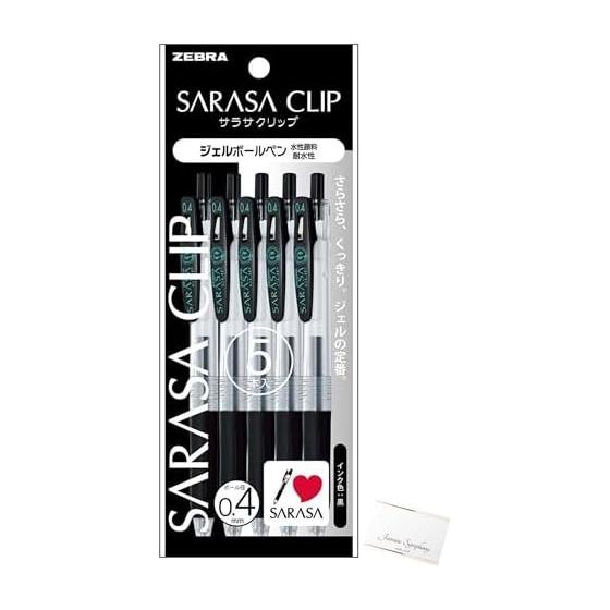 ZEBRA Gel Ballpoint Pen Sarasa Clip [Body 0.4mm Black 5 pieces P -JJS15 -BK5, 1 index card] Water-based pigment Water resistant