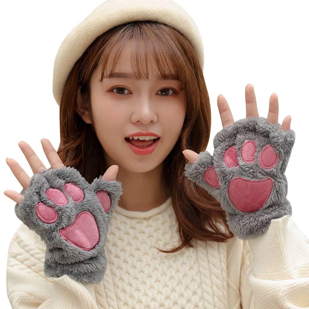 Bear Paw Furry Mittens Plush Animal Gloves Fashion Cat Paw Gloves  Cosplay