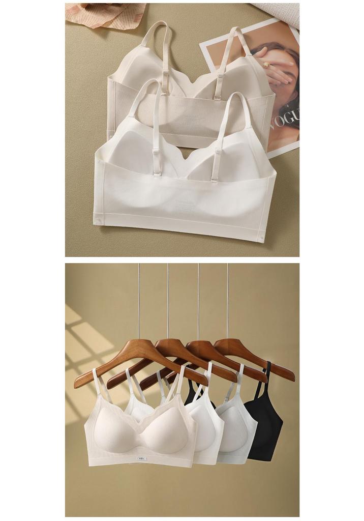 Seamless Thin Strap Bra for Women: Comfortable, Breathable, Beautiful Back Design, Small Bust Support, Japanese Korean Style.