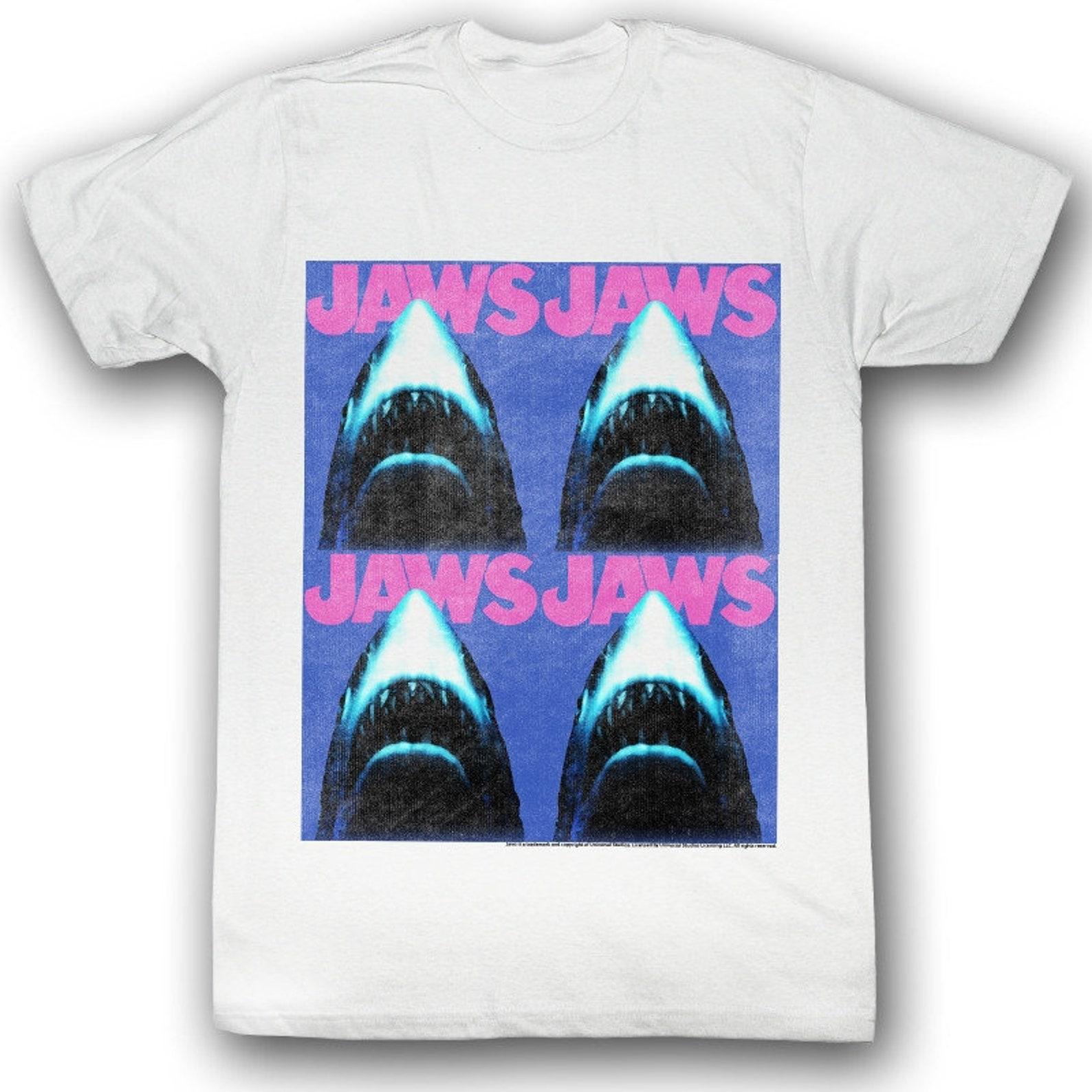 Jaws Four White Adult T-Shirt L