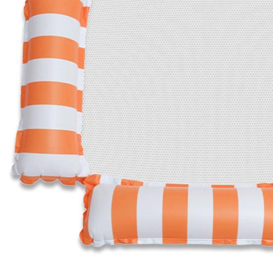 Flotador Inflable para Piscina Rayado 4 Tubos Hamaca de Agua con Malla Silla Lounge Flotante Plegable Esenciales para Fiesta en Piscina de Verano Playa Lago