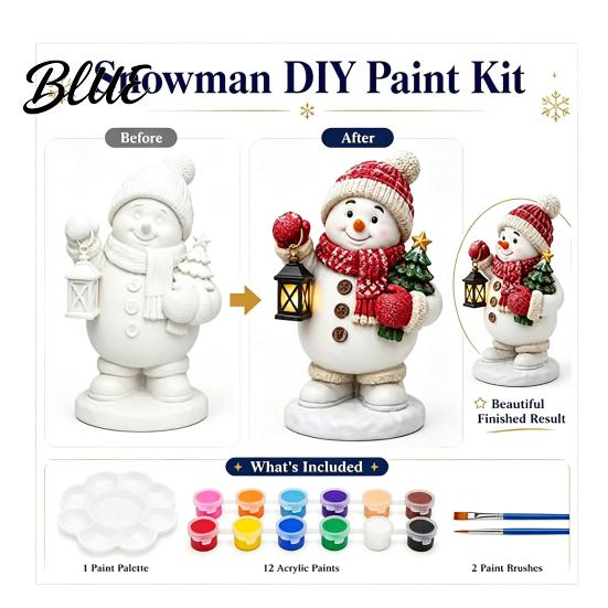 DIY Painting Santa Figurines Coloring Christmas Figurine Kit Paints & Brushes Included Snowman Reindeer Handmade Decorations Nutcracker Xmas