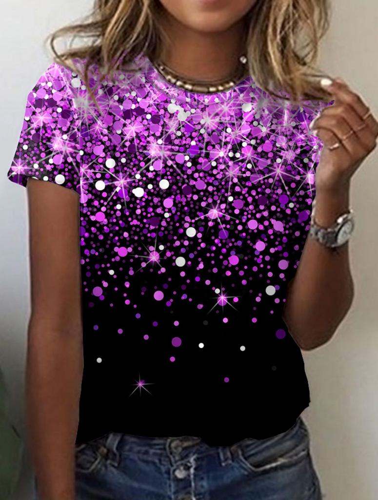 Sommer Damen T-Shirt Blumenstruktur 3D-Druck Florale Grafiken T-Shirts Lässige Kurzarm-Oberteile Mode O-Ausschnitt T-Shirt für Damen