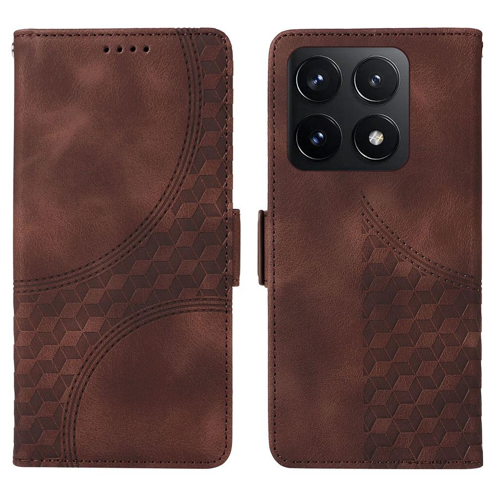 For Xiaomi 14T Case PU Leather Phone Cover Rhombus Starry Imprinted