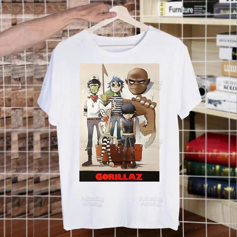 Gorillaz PUNK ROCK Cartoon Funny T Shirt Men New Casual Short Sleeve ChakaKhan Noodle Tshirt Homme Manga Unisex T-shirt Tees