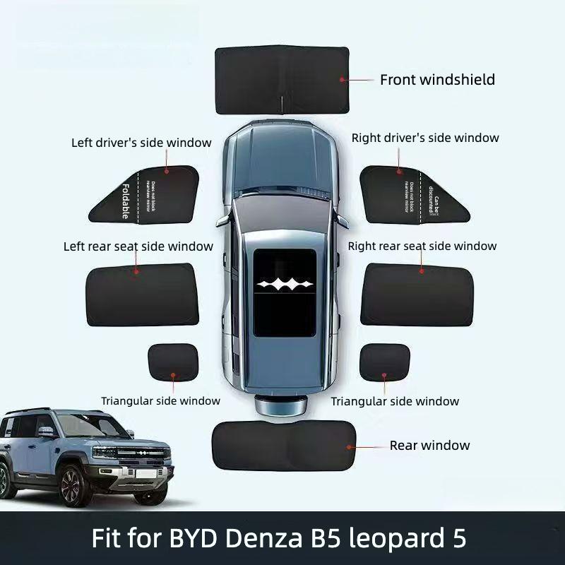 For BYD Denza B5 Window Sunshade Privacy Curtain UV‑Block Heat Insulation Opaque Camping Full Window Interior Mod Accessories