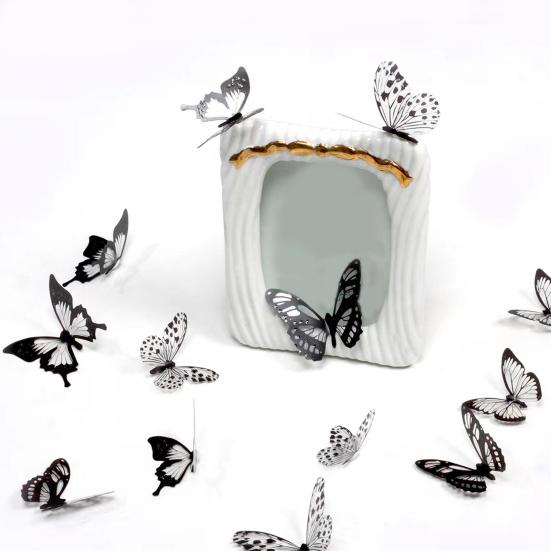 18 Pcs 3D Butterfly Wall Decor Self-Adhesive Butterfly Wall Stickers 3 Sizes Removable Room Mural Decals for DIY Crafts Bedroom Wedding Photo Prop