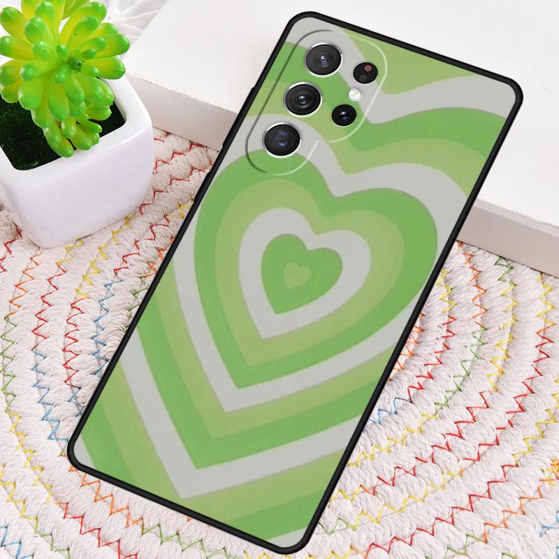green Heart Circle Silicone Phone Case For Samsung Galaxy note 10 pro S26 S25 S24 S23 S22 S21 Plus S25Ultra Capa Cover