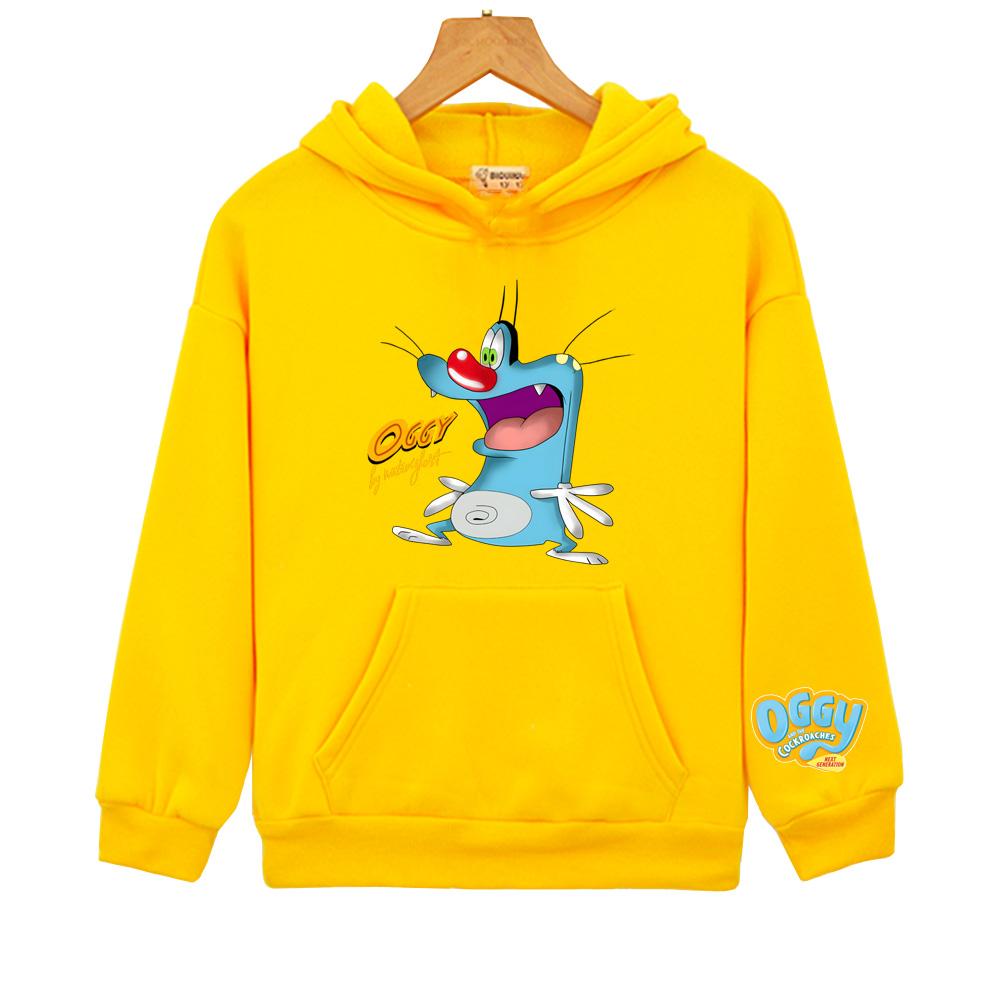 

Oggy and The Cockroaches Boys Hoodies Comic Comfortable boys/girls Spring Autumn New Kids Hooded Sweatshirts Kawaii Sportswear 160 жовтий