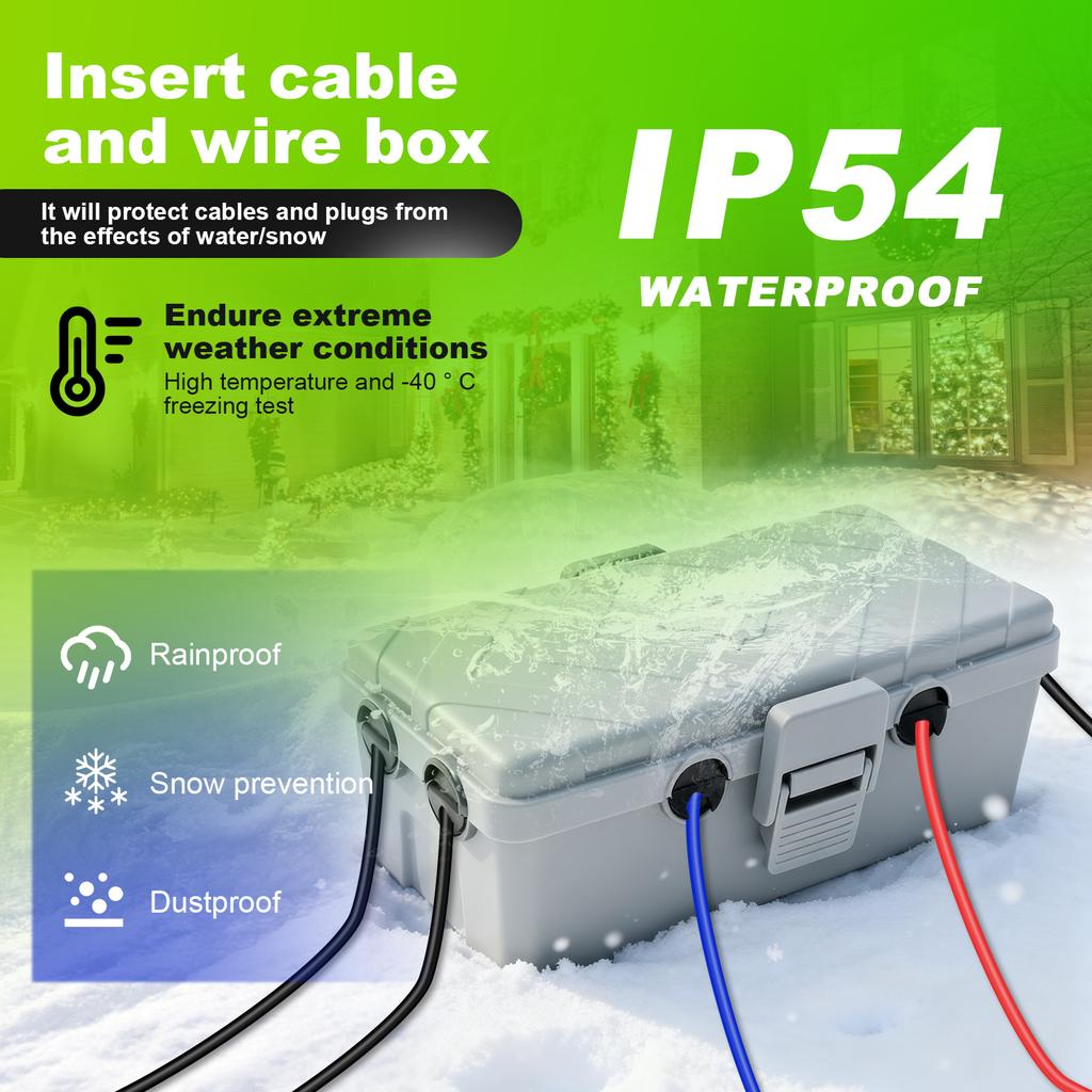 IP54 Outdoor Waterproof Electrical Connection Box 25.8x12.7x9.5cm Weatherproof Cable Box for Protecting Extension Cables, Power