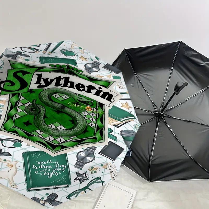 1PC Slytherin Reading Umbrella-8-Rib Reinforced, Automatic Open, Lightweight & Durable, Cute Fashion Accessory for Outdoor, D2619