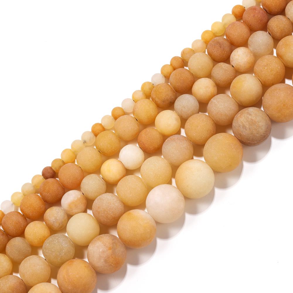 

1strand/lot 4/6/8/10mm Yellow Matte River stone Natural Stone Round Loose Spacer Beads For DIY Bracelet Jewelry Makings Supplies 4mm