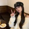 British Style Pu Leather Beret Korean Style Painter Hat Casual Octagonal Hat  Outdoor