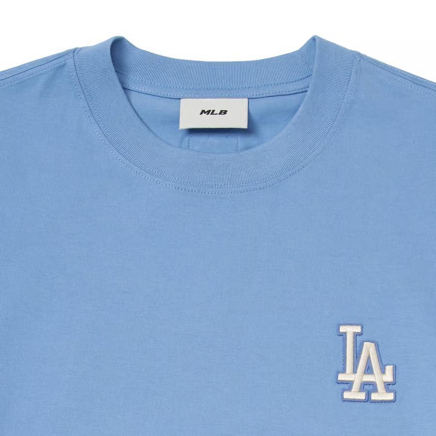 MLB Los Angeles Dodgers Logo Embroidered Letter Print Pattern Crew Neck Pullover Casual Sports Short Sleeve T-Shirt Unisex Tops Blue 3ATSV0344-07SBD
