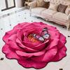 3D Flower Floor Mat Large Flower Shape Living Room Rug Realistic Floral Butterfly Floor Rug with Anti-Slip Bottom for Home Bedroom Dining Room