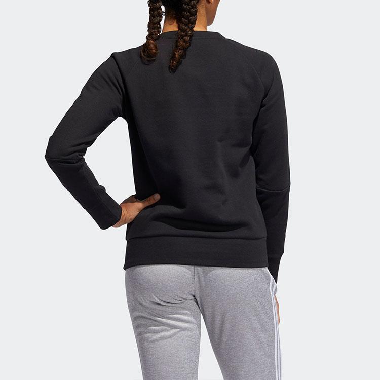 Adidas Women 3-Stripes Fleece Crew Neck Sweatshirt, Soft Daily Casual Pullover Black FL4894
